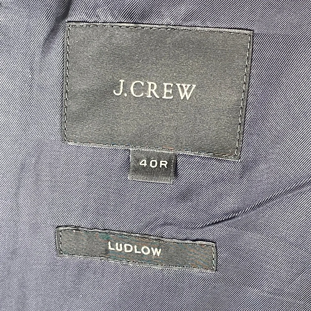 J.Crew Ludlow Blazer Men 40R Grey Excellent Wool Linen Plaid Ticket Pocket A0487